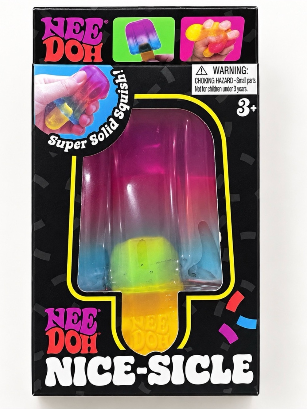 NeeDoh Nice-Sicle Rainbow Squish Toy - Pink/Blue/Green/Yellow